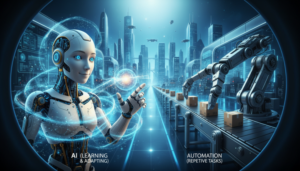 difference between AI and automation